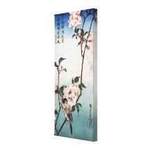 八重桜に鳥, fleurs de cerisier de 広重 et oiseau, Hiroshi Toiles Tendues
