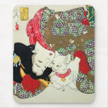 猫が好き, chats d'amour du 芳年 I, Yoshitoshi, Ukiyo-e Tapis De Souris
