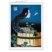 皿の幽霊, fantôme de 北斎 du plat, Hokusai, Ukiyoe Cartes De Vœux
