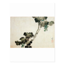 葡萄, raisin de 北斎, Hokusai Carte Postale