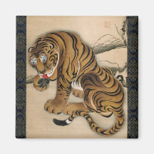 虎図, tigre de 若冲, Jakuchu Aimants