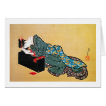 酔った女, femme bue par 北斎, Hokusai Cartes De Vœux