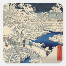 雪の太鼓橋, pont en tambour de Milou de 広重, Hiroshige,  Autocollants