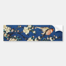 鳥と枝垂桜, oiseau de 北斎 et cerisier pleurant, Hokusai Autocollants Pour Voiture