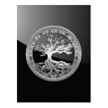 [01] Arbre de la vie celtique argenté Carte Postale