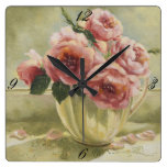 0437 roses anglais dans le broc horloges murales