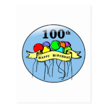 100th ballons heureux d'anniversaire carte postale