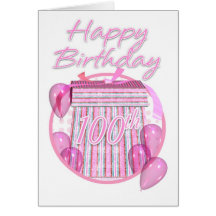 100th Boîte-cadeau d'anniversaire - rose - joyeux  Cartes De Vœux