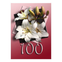 100th Invitation de fête d'anniversaire - lis blan