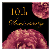 10ème Invitation d'anniversaire - roses POURPRES