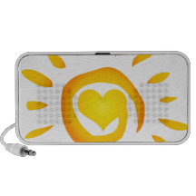 12887 BRIGHT YELLOW HEART SUNSHINE SURF SWIRL SYMB PORTABLE SPEAKER