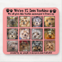 12 YORKIES MIGNONS - Mousepad a customisé - 4 patt Tapis De Souris