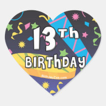 13ème Anniversaire Autocollant En Cœur