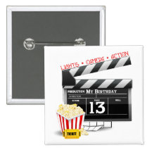 13ème Partie de film d'anniversaire Pin's Avec Agrafe