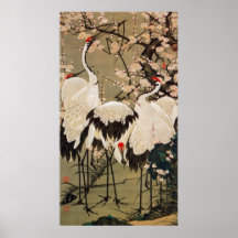 15. le 梅花群鶴図, prune de 若冲 se développe et des grue posters
