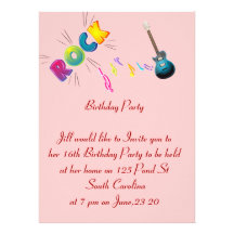 16ème Roche de musique de carte photo d'anniversai Cartons D'invitation