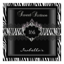 16ème sweet sixteen de dentelle de zèbre du bonbon faire-part personnalisé