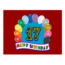 17ème Cadeaux d'anniversaire avec la conception as Carte Postale