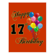17ème conception heureuse d'anniversaire avec des  carte postale