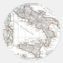 1806 carte - L'Italie (lessive) Autocollants Ronds