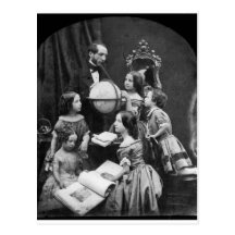 ~ 1850 de leçon de géographie de famille carte postale