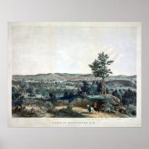 1855 Manchester, vue d'oeil d'oiseaux panoramique  Posters