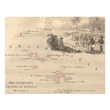 1858 marquis d'Iles de carte, France (île de Marqu Invitations Personnalisées