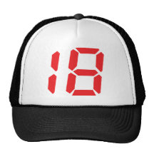 18 nombre numérique de réveil de dix-huit rouges casquette