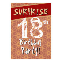18ème Grunge orange de Brown d'anniversaire de SUR Carton D'invitation
