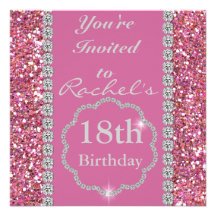 18ème Invitation ROSE de fête d'anniversaire de BL