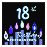 18ème Modèle rayé bleu de bougies de fête d'annive Faire-parts