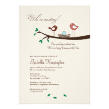 1 invitation bleue de baby shower d'oiseaux d'embo
