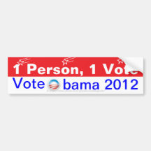 1 personne, 1 vote.  Vote Obama 2012 Adhésifs Pour Voiture