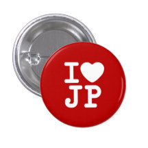 1" Pin de bouton du JAPON de COEUR d'I - rouge Badge Avec Épingle
