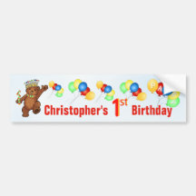 1st Birthday Party Teddy Bear Prince Bumper Stickers