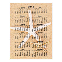 2012 calendrier - carte postale d'étoiles de mer