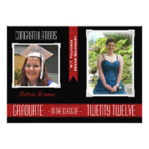 2012 faire-part noir et rouge de classe de diplômé