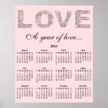 2013 : Une année de calendrier mural d'amour Poster