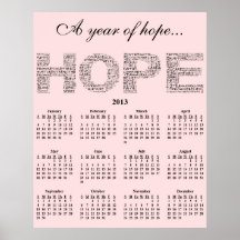 2013 : Une année de calendrier mural d'espoir Affiche