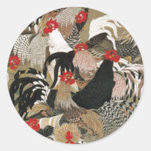 20. 群鶏図, troupeau de 若冲 des coqs, Jakuchu Adhésif Rond
