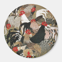 20. 群鶏図, troupeau de 若冲 des coqs, Jakuchu Magnets Pour Réfrigérateur