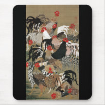 20. 群鶏図, troupeau de 若冲 des coqs, Jakuchu Tapis De Souris