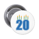 20 bougies (bleu/vert) badge avec épingle