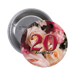 20ème Boutons d'anniversaire de mariage Badge Avec Épingle