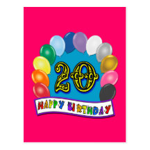 20ème Cadeaux d'anniversaire avec la conception as Carte Postale