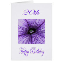 20ème fleur heureuse de pourpre d'anniversaire cartes