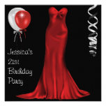 21ème anniversaire rouge blanc noir de robe formel invitation personnalisable