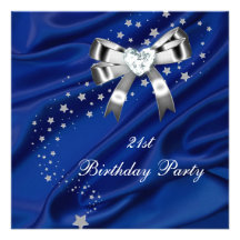 21ème Argent de bleu de fête d'anniversaire Faire-parts