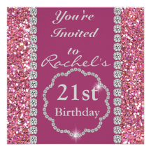 21ème BLING invitation ROSE d'anniversaire de la c