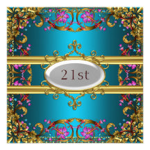 21ème cadre de fleur de fête d'anniversaire de Tea Invitations
